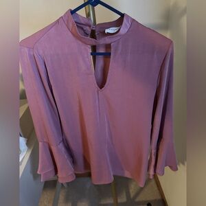 Everly Blush Pink Top With Bell Sleeves - Size Medium